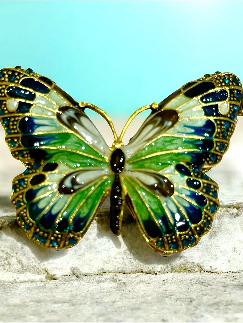 Butterfly trinket box enamel